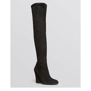 Via Spiga Brodie Over The Knee Wedge Black Boots 9